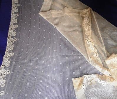 Vintage Nottingham Cotton Lace Curtain, Vintage Lace Curtain Panels Uk