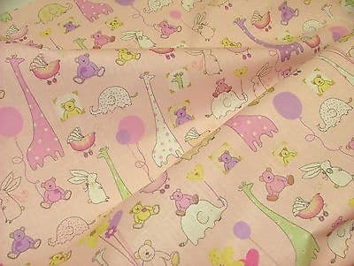 Babytime PINK Designer COTTON Nursery Curtain / Soft Furnishing /Bunting Fabric