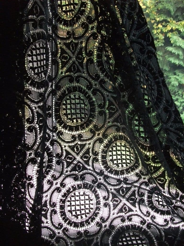 Beautiful Black Genuine British Nottingham Cluny Cotton Lace Fabric02 2m x 1.3m