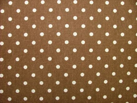Brown Polka Dot Cotton / Linen Curtain, Soft furnishing, craft fabric
