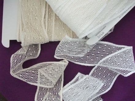 Champagne Cotton Cluny Leavers Lace Trim 2.5" wide. Pattern 2066 - Made in GB
