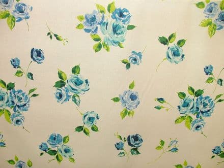 Prestigious Textiles "Ella" Indigo Floral Cotton Curtain/Soft Furnishing Fabric