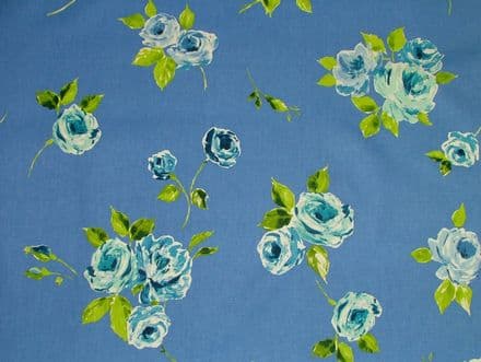 Prestigious Textiles "Ella" Ink Blue Floral Cotton Curtain/Soft Furnishing Fabric