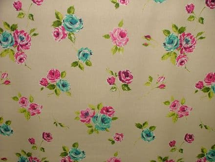 Prestigious Textiles "Ella" Magenta Floral Cotton Curtain/Soft Furnishing Fabric