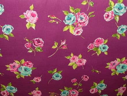 Prestigious Textiles "Ella" Mulberr Floral Cotton Curtain/Soft Furnishing Fabric