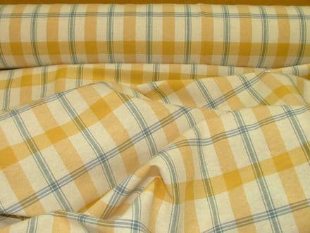 Prestigious Textiles Mustard / Cream / Blue Check  Curtain / Soft Furnishing Fabric