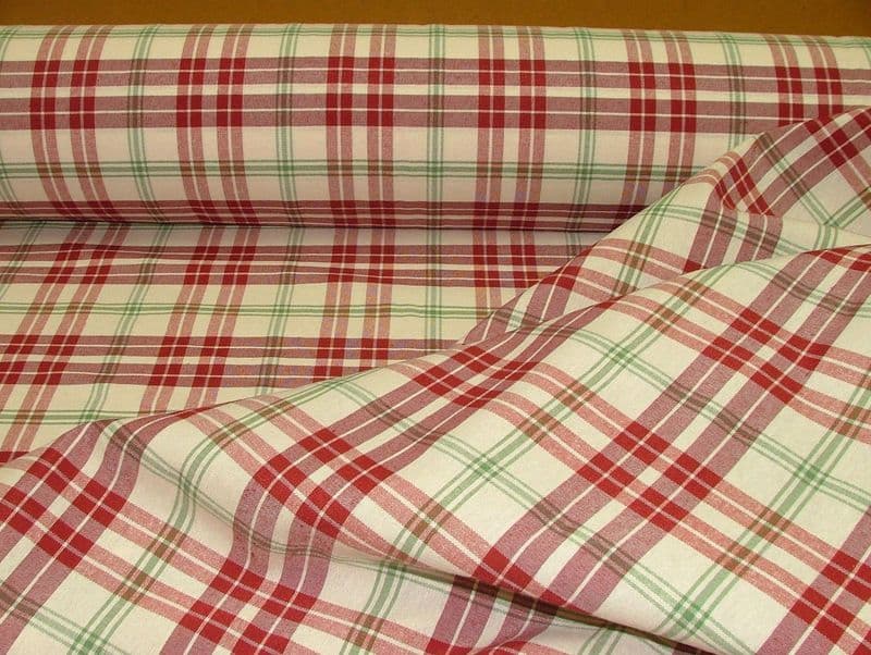 Prestigious Textiles Red / Apple / Cream Check  Curtain / Soft Furnishing Fabric