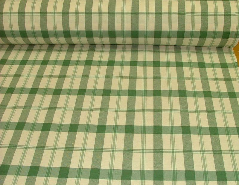 Prestigious Textiles Xmas Green/ Off White Check  Curtain/ Furnishing/Tablecloth