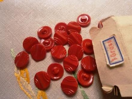 Red Art Deco Glass Button
