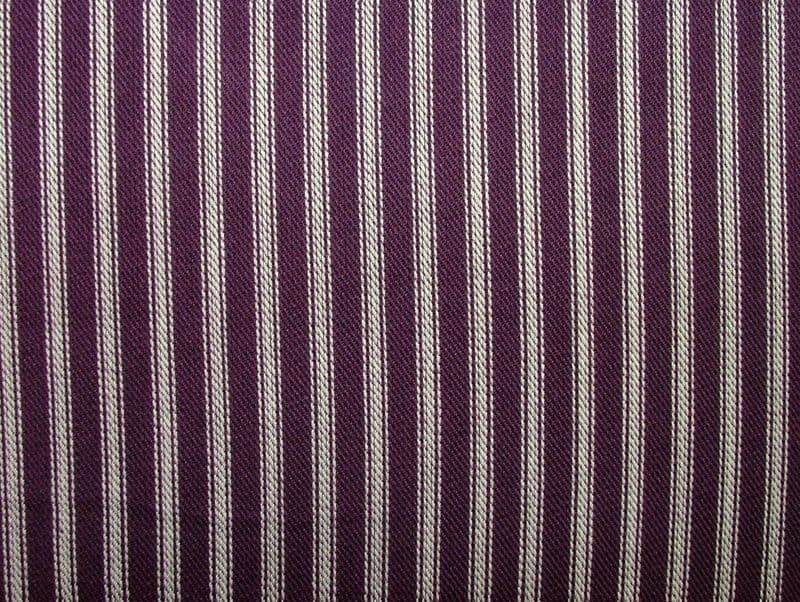 St Ives Mulberry 100% Cotton Woven Ticking Curtain / Upholstery Fabric