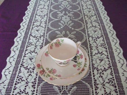 Vintage Cotton "Bone" (Cream) Nottingham Lace curtain / tablerunner / fabric- Heather