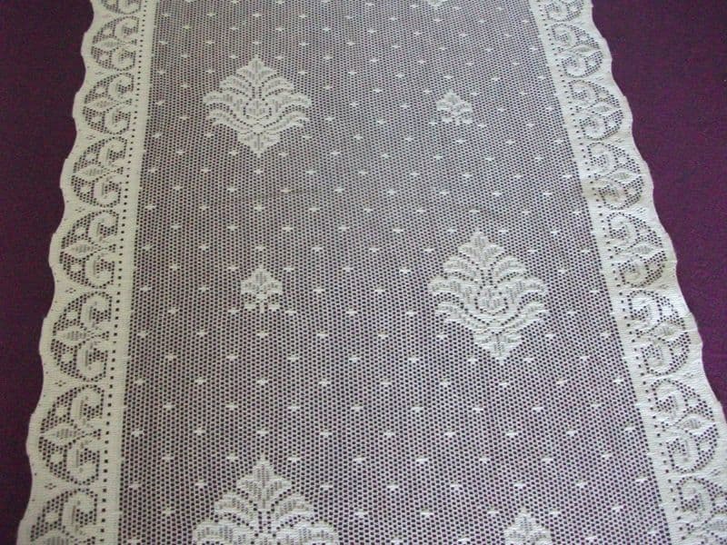 Vintage Cotton White Nottingham Lace curtain / tablerunner / fabric - Claire